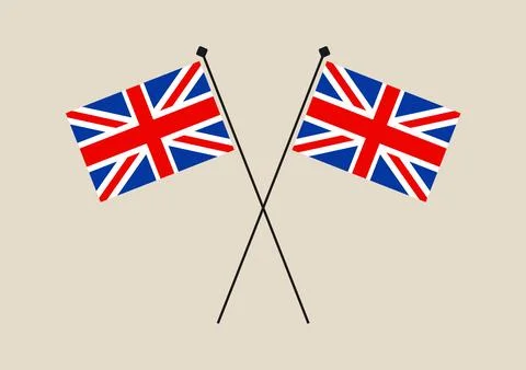 Crossed Union Jack Flags Displayed Proudly, Representing the United Kingdom.. Stock Illustration