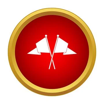 Crossed white flags symbol in red circle icon Stock Illustration