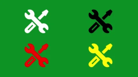 Crossed wrench and screwdriver tools icons animation set on green screen ba.. Stock Footage 346499216