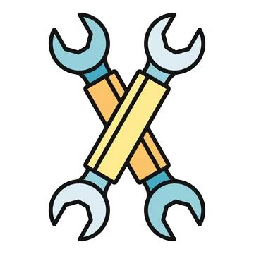 Crossed wrenches representing repair, tools, and maintenance service Stockillustratie