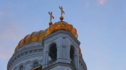 The crosses on the domes of the Cathedral of Christ the Savior Stock Footage 82527269