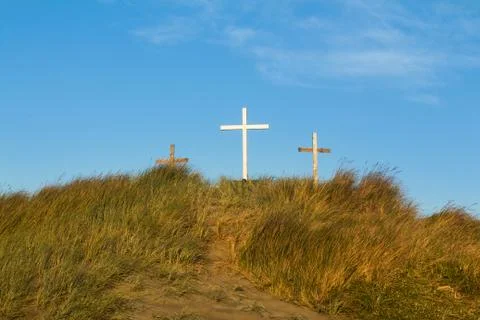 Crosses on hill Stock Photos