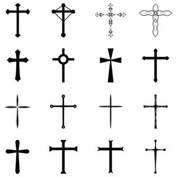 Crosses icon set Stock Illustration