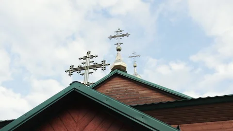Crosses on the old church. Stock Footage 196003763