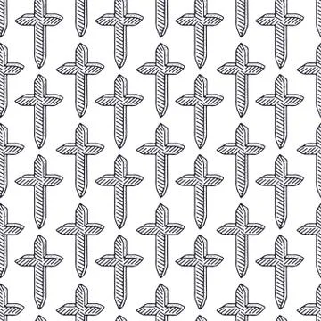 Crosses pattern background. Minimalistic seamless pattern. Hand drawn decorat Stock Illustration