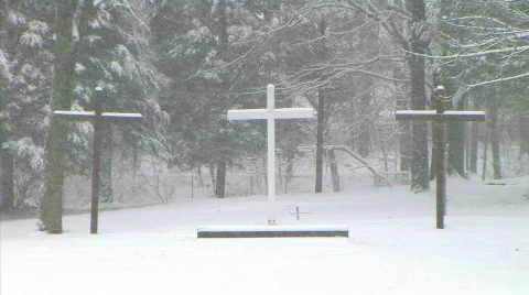 Crosses in Snow Stock Footage 97360