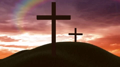 Crosses at sunset Stock Footage 1003117