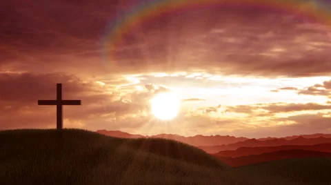 Crosses at sunset Stock Footage 1009588