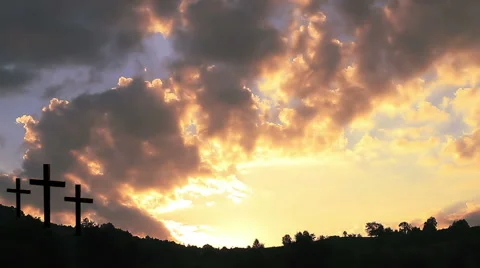 Crosses at sunset 스톡 동영상 60395285