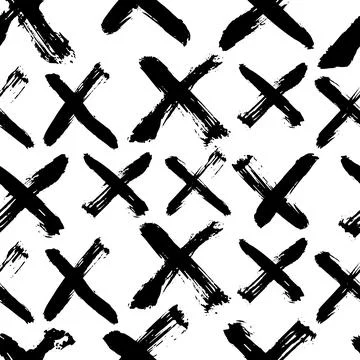Crosses vector seamless pattern. Hand drawn cross and plus sign. Stock Illustration