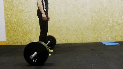  Crossfit athlete training  lifting weights Stock Footage 68341463