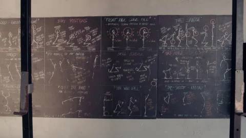 CrossFit Chalkboard with Workout Technique Illustrations Video stock 308369154