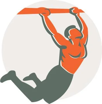 Crossfit Pull Up Bar Circle Retro Stock Illustration