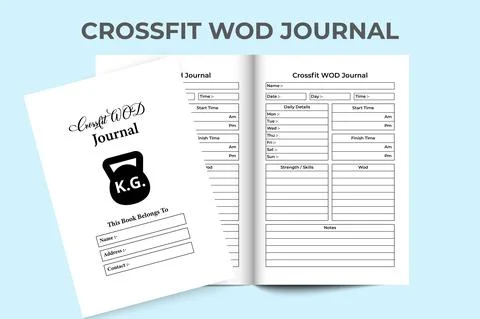 Crossfit WOD planner KDP interior. Daily exercise planner and body strength t Ilustração Stock