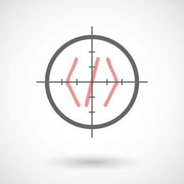 Crosshair icon targeting a code sign Illustrazione stock