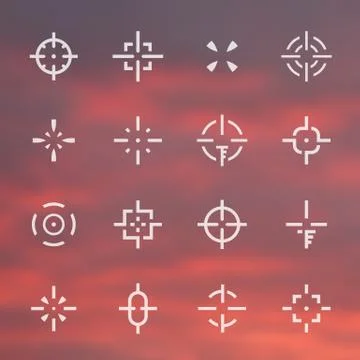Crosshairs set, different sights, elements for interfaces and game design Stock Illustration
