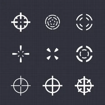 Crosshairs set, elements for game design, white on dark 스톡 일러스트