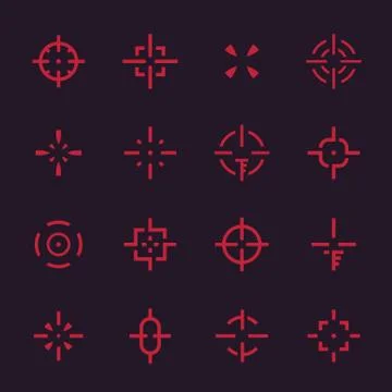 Crosshairs set, vector elements for interfaces on dark Stock Illustration