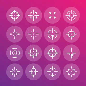Crosshairs set, vector elements for interfaces and game design, different sig Stock Illustration