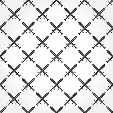 Crosshairs of swords. Seamless pattern for texture, textiles, packaging, and Illustrazione stock