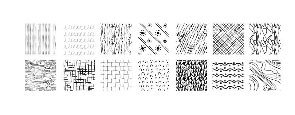 Crosshatch pattern, hand drawn hatch lines in seamless texture Stock Illustration