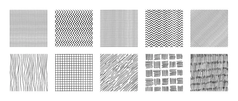 Crosshatch patterns collection Stock Illustration