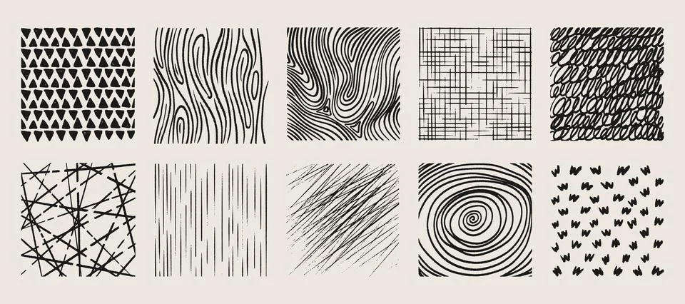 Crosshatch texture patterns set Illustrazione stock