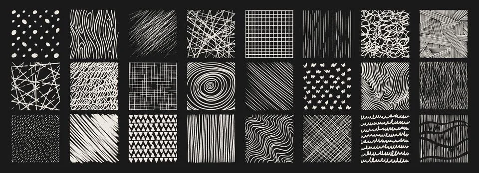 Crosshatch texture patterns set Illustrazione stock