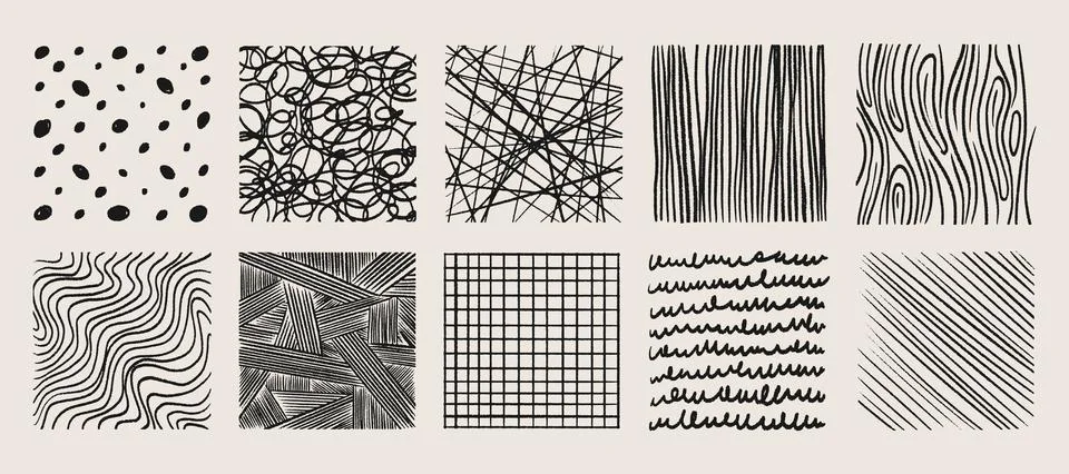 Crosshatch texture patterns set Illustrazione stock