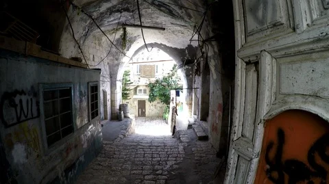 Crossing of ancient Jerusalem Stock Footage 122696420