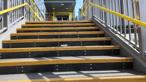 Crossing Barnes Stations new Bridge, London, United Kingdom Stock Footage 309847624