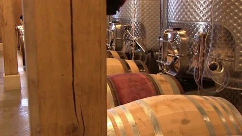 Crossing barrels and vats Stock Footage 83871998
