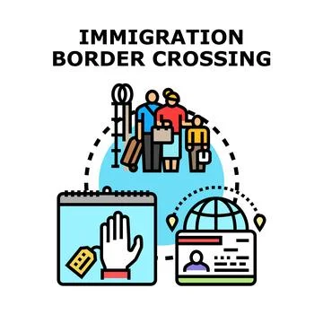 Crossing border for immigration process global migration Stock Illustration