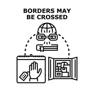 Crossing borders concept accessing information and global trade Stock Illustration