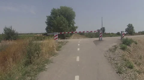 Crossing the bridge by bicycle Stock Footage 55017238