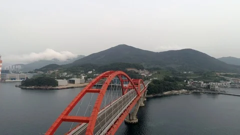 Crossing bridge with drone Stock Footage 90548074