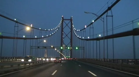 Crossing the bridge by night Stock Footage 136078