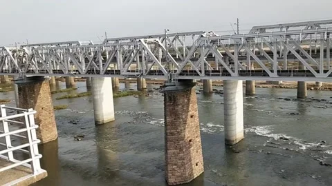 Crossing bridge on train Video stock 228835782