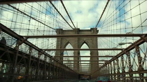 Crossing the Brooklyn Bridge Stock Footage 61772501