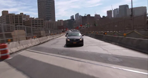 Crossing the Brooklyn Bridge into Manhattan Stock Footage 51238166