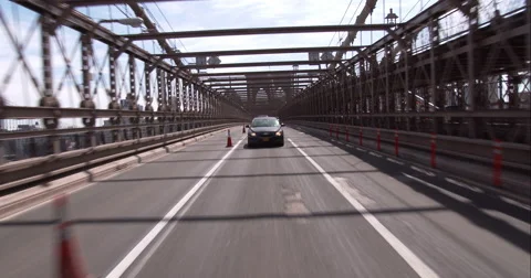 Crossing the Brooklyn Bridge into Manhattan Stock Footage 51238419