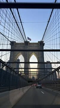 Crossing Brooklyn Bridge Stock Photos