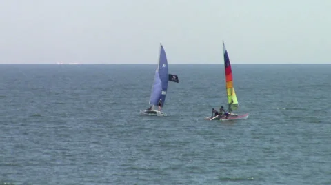 Crossing Catamarans Stock Footage 38021981