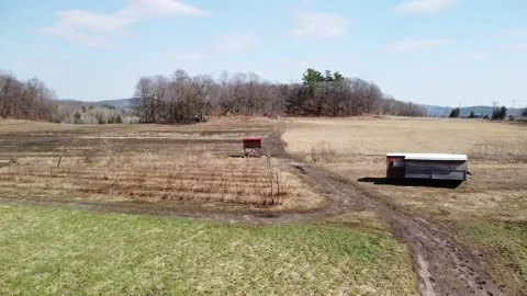 Crossing the field and over the trees Stock Footage 158757129