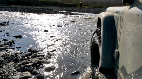 Crossing the ford Stock Footage 124255656