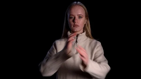 Crossing Hands, Rejecting Offer, No By Woman on black background Stock Footage 118601969