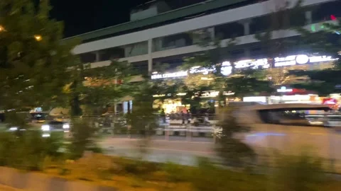 Crossing a high tech smart city at night Stock Footage 162981551