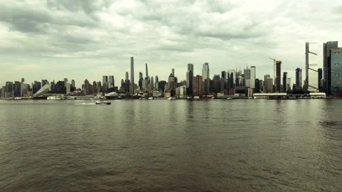 Crossing the Hudson River to Manhattan Stock Footage 198230618