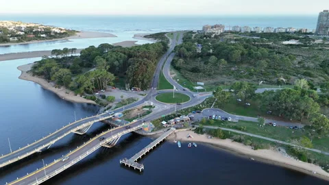 Crossing La Barra Bridge at Sunset Stock Footage 341164602