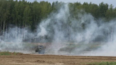 Crossing the lakes during the battle Video stock 220643523